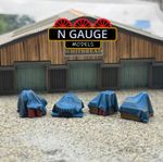 PAINTED- N Scale Gauge Tarpaulin Accessories Loads  (Barrels, Boxes, Crates)