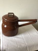 JUDGE - Mid 20th Century  2 Pint Brown Enamel Double Boiler - Highly Collectable