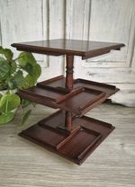 Mid 20th Century Mahogany Revolving Three Tier Desktop Book Stand