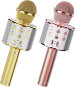 Wireless Bluetooth Karaoke Microphone 2 Pack Handheld Mic Speaker KTV Party Gift