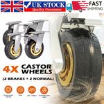 4x Heavy Duty 6" Swivel Castor Wheels Trolley 150mm Furniture Casters 1000KG UK