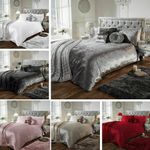 Luxury Crushed Velvet Duvet Cover Quilt Soft Cosy Bedding Set & Pillowcases All 