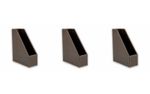 OSCO Brown Faux Leather Magazine Rack | 3 Pack | A4 | File Holder | Paperwork Or