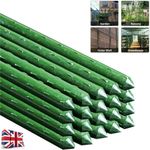 20-100xGreen Garden Plant Stakes Metal Plastic Coated Climbing Support Cane Pole