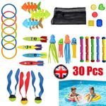 30 Pcs Diving Pool Toys for Kids Ages 3-12 Jumbo Set with Storage Bag Pool Games