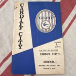 Cardiff City v Arsenal FA Cup 3rd Round Match Programme 4 Jan 1969