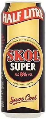 Skol Super 8% Vol Lager Beer 24 x 500ml Cans