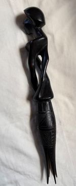 Intricate Carved Wood Figurine 16 1/2 inches high