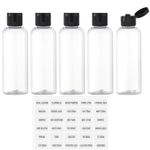 5Pcs Travel Bottles For Toiletries Holidays Black Fliptop Small plastic 100ml UK