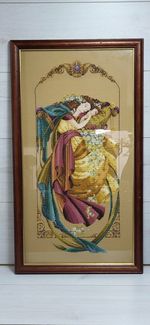 Completed Mirabilia Cross Stitch Beaded Framed Picture Art Nouve “THE DREAMER”