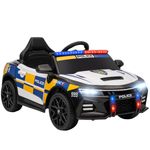 Kids Electric Ride Pm Police Car with Remote Control Multicoloured