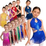 Big Girl Shiny Fringe Dress Tassel Skirted Latin Jazz Dance Performance Costumes