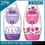 2 x BODY POWDER 100% TALC FREE FOR SOFT SKIN ROSE & LAVENDER FOR WOMEN NEW 250G