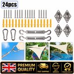24pc Shade Sail Fixing Kit 304 Stainless Steel Turnbuckle Pad Eye Canopy Awning