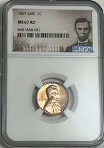 1965 SMS NGC MS67 RD Lincoln Memorial Penny 1c Special Mint Set Uncirculated