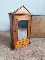 Antique French Faux Bamboo Mirrored Miniature Armoire Cabinet