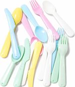 Plastic Cutlery 18 Set Piece Childs, Mixed Colours, Unbreakable Lightweight Kids