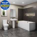 Modern Bathroom Suite Double Ended 1700mm Bath Toilet Full Pedestal Basin Sink