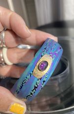 STUNNING HOLLY YASHI CUFF BRACELET, FACETED AMETHYST GEMSTONE ACCENT EX. COND