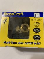 BRASSCRAFT R1701LRX-R1 MULTI-TURN DUAL OUTLET VALVE 1/2 FIP IN x 3/8 x 3/8 BRASS