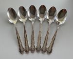 6 Oneida Mozart Deluxe Design Silver Service Desert Spoons Silver Plate