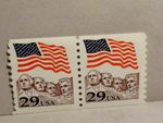 SCOTT STAMP  #2523 FLAG & MT. RUSHMORE 29 CENT COIL PAIR - MNH