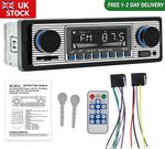 Retro Classic Car Radio 1 DIN Bluetooth Stereo MP3 12V FM USB AUX SD