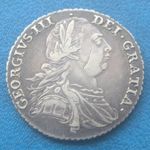 George III silver Shilling 1787 - Without hearts - SRATCH British coin vf (C)
