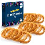215-430 Natural Elastic Rubber Bands Size 18 Strong Stretchy 80mm x 1.5mm Office