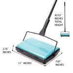 MANUAL CARPET SWEEPER BRUSH CORDLESS RUG CLEANER DUSTER BROOM BLUE