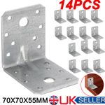 14PCS Galvanised Metal Corner Angle Brackets Steel Heavy Duty Braces L-90 Degree