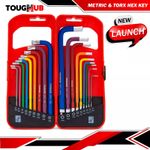 Toughhub 18pcs Allen Key Case Set Metric & Torx Color Coded Hex Keys 1.5-10mm