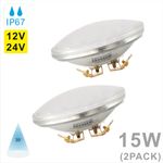 2 Pcs PAR36 LED Spot Light Bulb Waterproof 12V-24V 15W for off-road vehicle ship