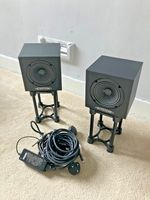 Auratone 5c Active Sound Cube Pair Black w/ IsoAcoustics Stands + Cables