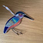 STAINED GLASS KINGFISHER HANDMADE SUNCATCHER - VG CONDITION