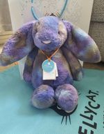 Jellycat Space Bashful Stardust Bunny Plush Blue Purple Fluffy Rabbit +dust bag