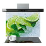 Kitchen Glass Splashback Toughened Tile ANY SIZE Sliced Lime Ice Fruit WxH