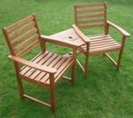 Wood Garden Bench & Table Companion Set Jack Jill Love Seat Ascot FSC® Certified