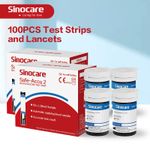Sinocare 100Pcs Safe Accu2 Blood Glucose Test Strips+Lancets Painless VAT Free