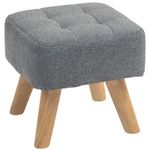 HOMCOM Modern Footstool, Fabric Foot Rest with Rubber Wood Legs, Grey