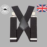 MENS 50MM WIDE HEAVY DUTY Y SHAPE BRACES ELASTIC SUSPENDERS TROUSER CLIPS