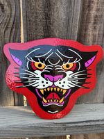 American Traditional Tattoo Flash Panther Handmade Sign Art Tattoo Shop