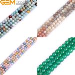 Round Stone Tourmaline Jade Aventurine Loose Beads For Jewelry Making 15" 8mm