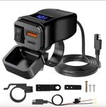 Dual Waterproof USB Port Motorbike Motorcycle Charger Socket Black Power-Adapter