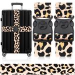 MOTONG 2 PCS Leopard Print Luggage Straps 100 cm x 5 cm, 
