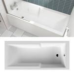 Nuie Straight Square Shower Bath Single Ended 1700x750mm Bathroom White Acrylic