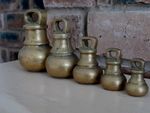 Set of 5 Vintage Brass Bell Balance Scale Weights Display Kitchen Home Cottage
