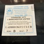 Coventry City vs Manchester United,  Ladbrokes club box ticket Ultra rare, 00/01