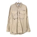 Columbia PFG Fishing Shirt Mens Large Beige Tactical Utility Hunting Outdoors