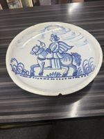 18TH CENTURY TIN GLAZED ENGLISH ? PLATE DELFT CHARGER MAN ON HORSEBACK